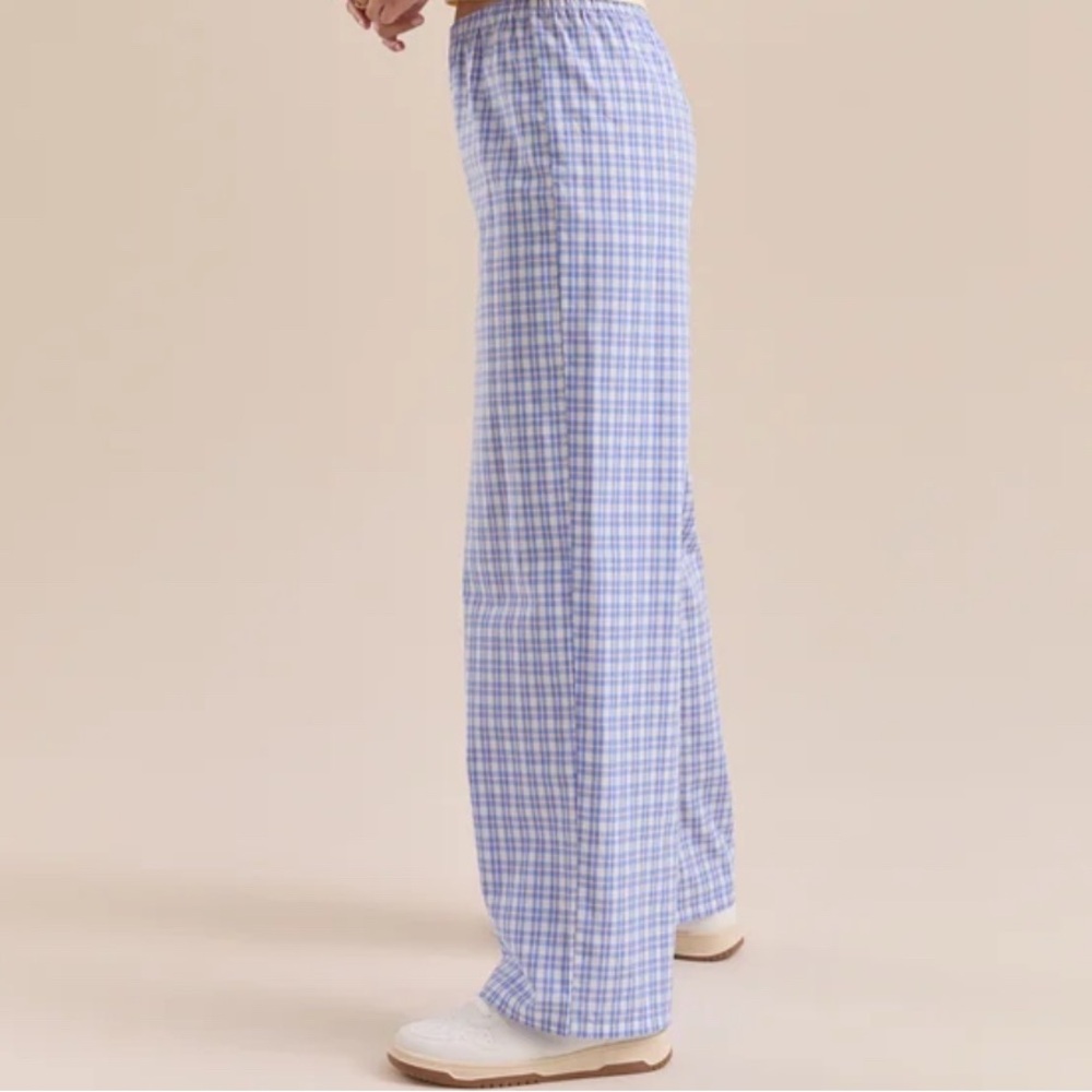Altar'd State Blue Checkered Wide Leg Pants